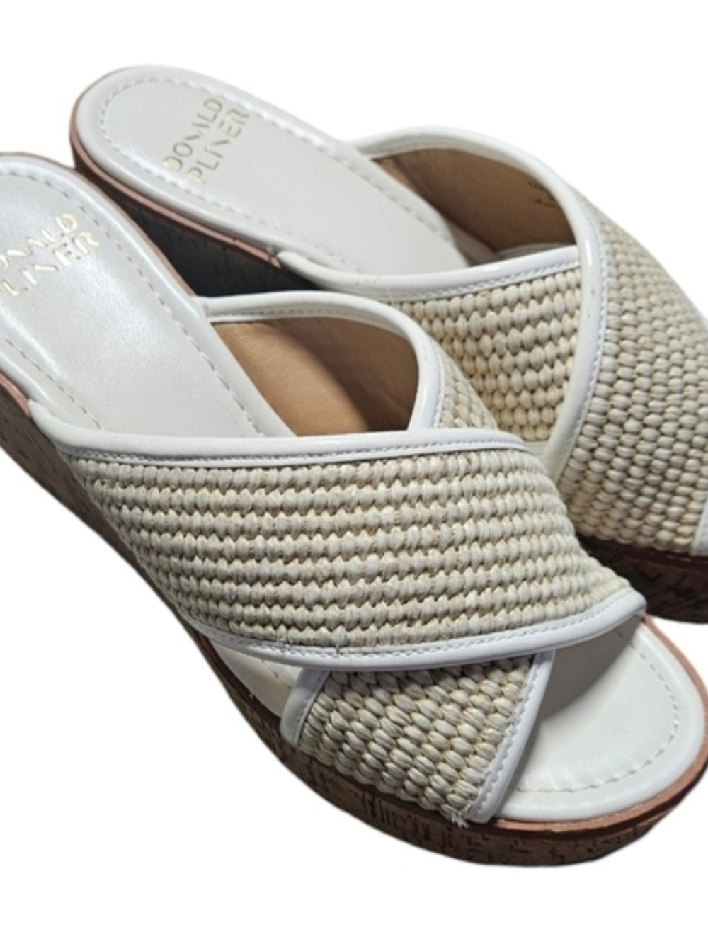 Donald J. Pliner Ilona Natural  Woven Wedge Slides